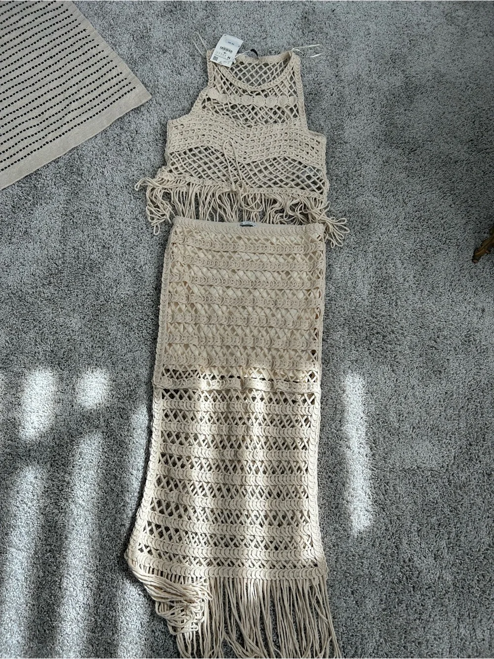 H&M Cream Crochet Maxi Swim Cover-Up Dress